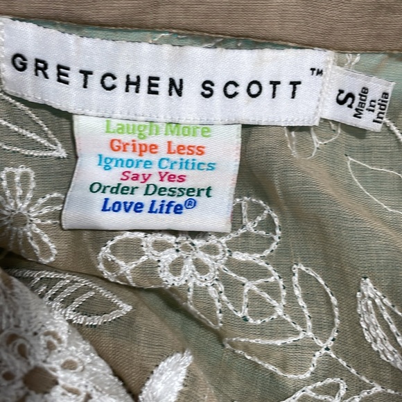 Gretchen Scott Botanical Garden Beige Embroidered Top Tunic Small, like new - Picture 7 of 7